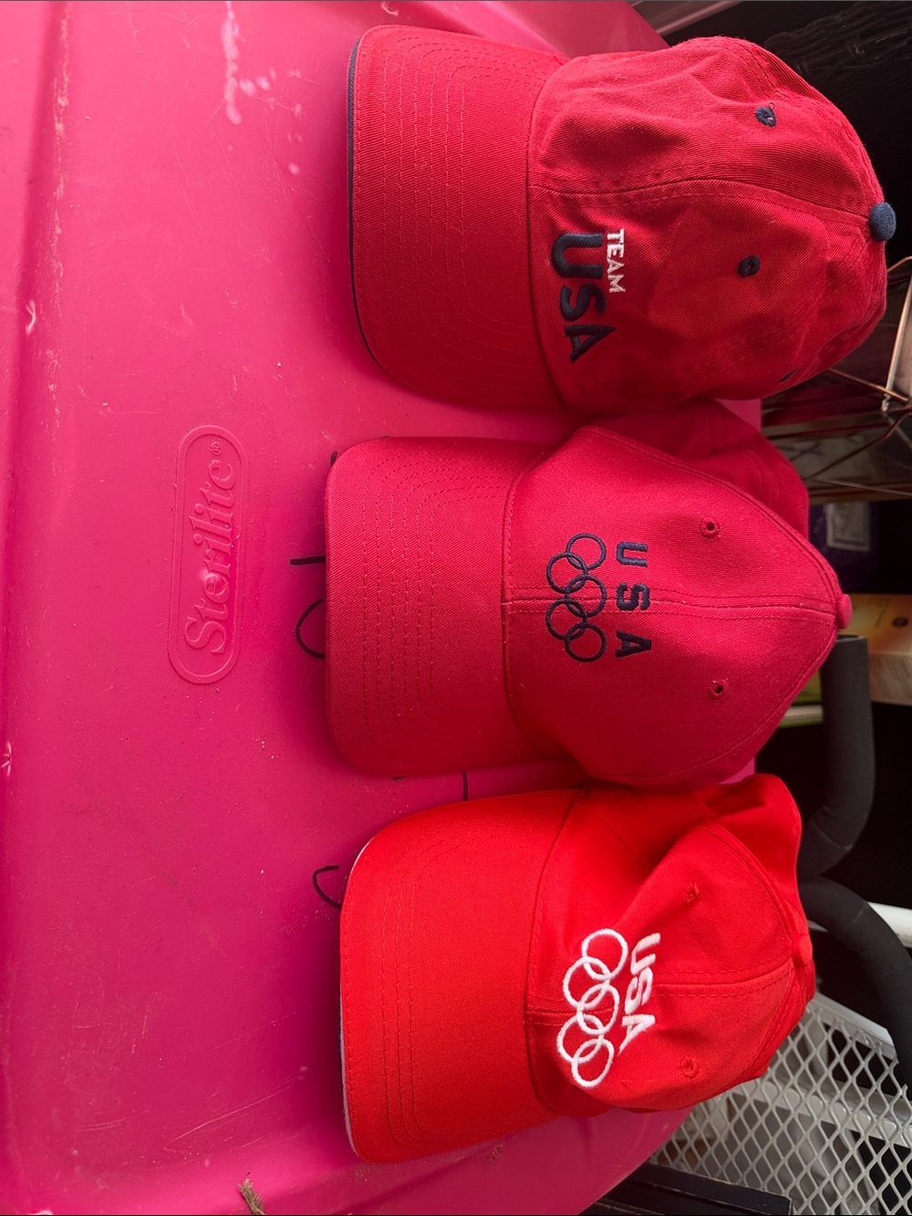 USA Team unisex Red Baseball Cap with Olympic Rings